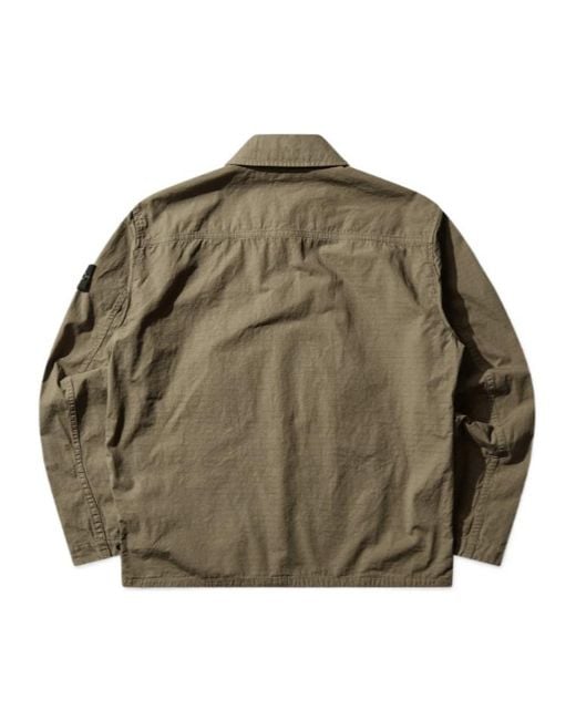 Stone Island Green Comfort-Fit Zipper-Up Overshirt for men