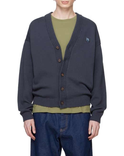 Maison Kitsuné Blue Maison Kitsuné Bold Fox Head Patch Comfort Cardigan for men