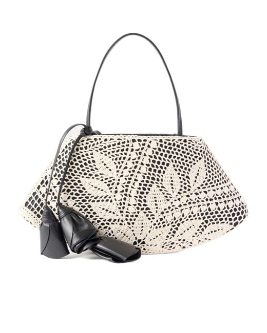 Magda Butrym White Three-Dimensional Rose Crochet Bag