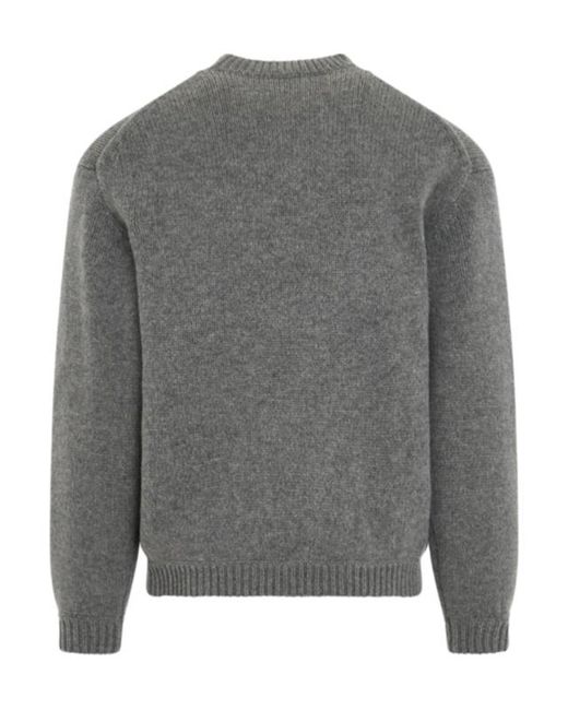 KENZO Gray Round-Neck And Long-Sleeved Sweater for men
