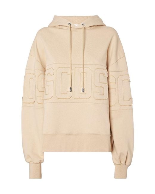 Gcds Natural Logo Patch Drawstring Hoodie