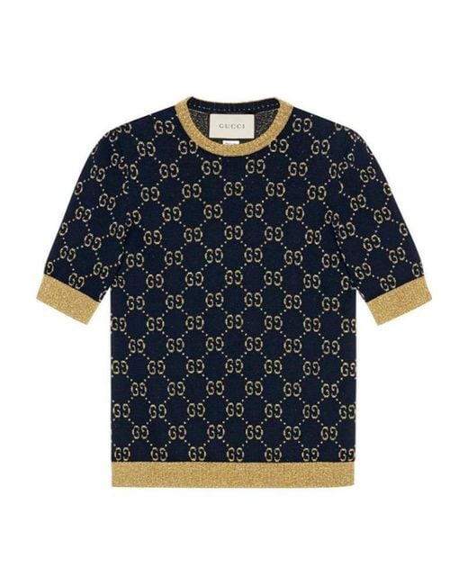 Gucci Blue Gg Lam Cotton Top