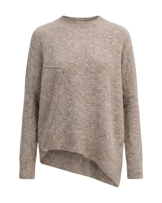 AllSaints Gray Asymmetric Panelled Jumper
