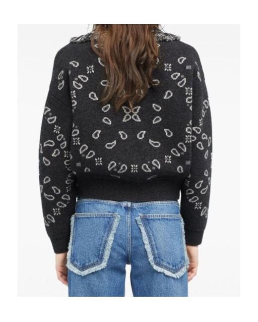 Alanui Gray Paisley-Jacquard Fringe Cardigan