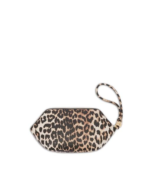 Ganni Metallic Leopard Bou Card Holder