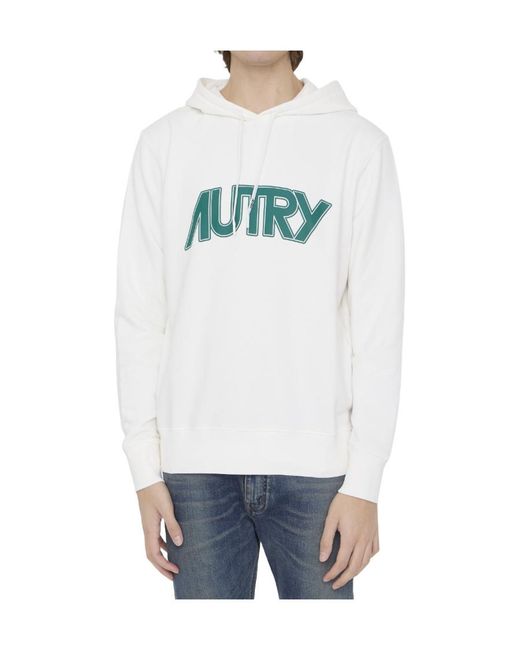 Autry Gray Logo-Printed Drawstring Hoodie for men