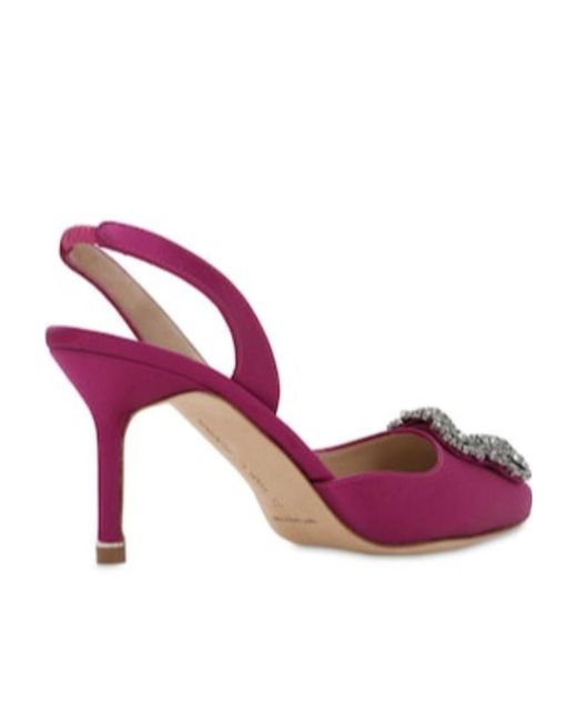 Manolo Blahnik Pink Logo 'Hangisli' High Heels