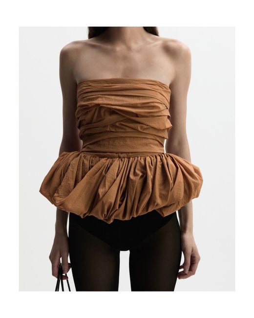 Magda Butrym Brown Draped Peplum Corset