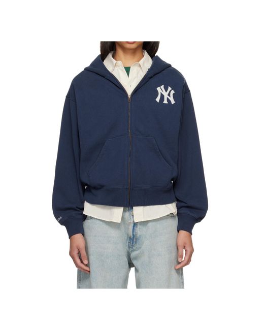 Sporty & Rich Blue Heritage Yankees Zip Hoodie
