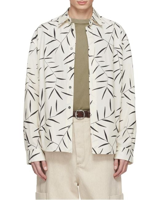 Jacquemus White Le Simon Ml Leaf-Print Button-Up Shirt for men