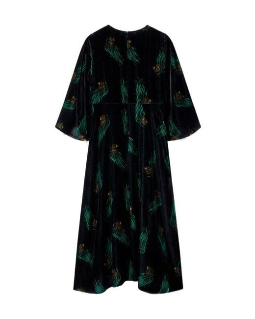 LaDoubleJ Black Sorella Printed Midi Dress