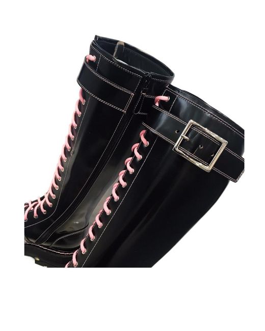 McQueen Black Tread Lace-Up Boots