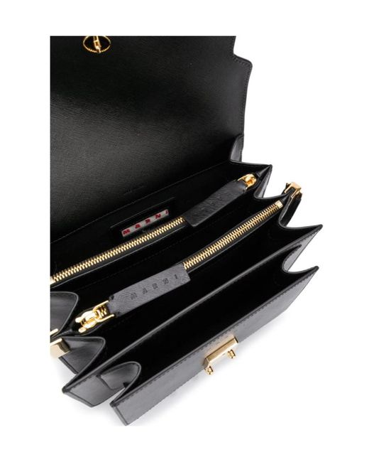 Marni Black Trunk Foldover Medium Shoulder Bag