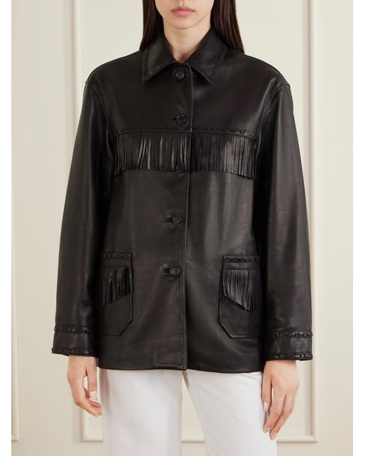 Nili Lotan Black Gus Tassel Leather Jacket