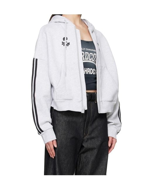 ADIDAS X WILLY CHAVARRIA Gray Willy Chavarria X Adidas Originals Collaboration Full-Zip Logo Hoodie