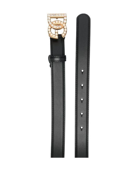 Dolce & Gabbana White Dg Logo Embellished Buckle Belt