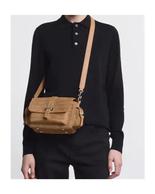 Hogan Brown Embossed Small Flap Shoulder Bag