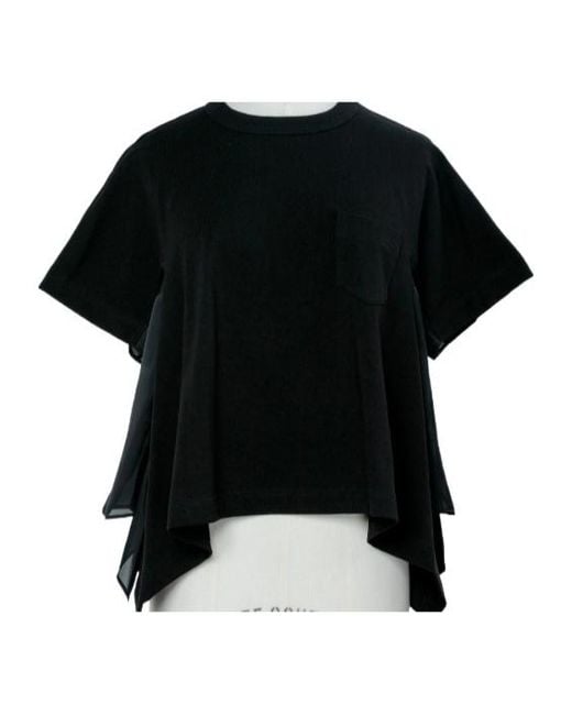 Sacai Black Chest Pocket Asymmetric Top