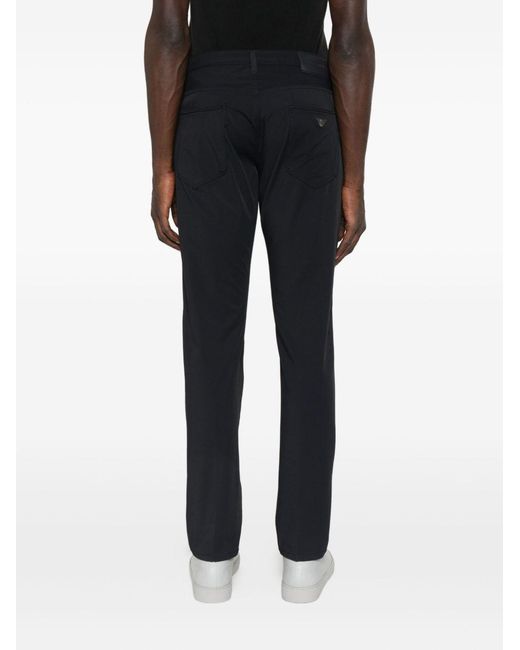 Emporio Armani Blue Logo-Plaque Trousers for men