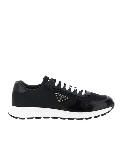 Prada Black Logo Plaque Low-Top Sneakers for men