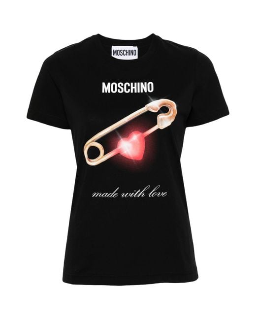 Moschino Black Graphic-Print T-Shirt