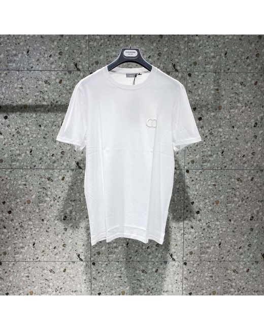 Dior White Homme Logo Detailed Crewneck T-Shirt for men