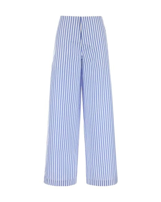 Philosophy Di Lorenzo Serafini Blue Stripe-Detailed Poplin Pants
