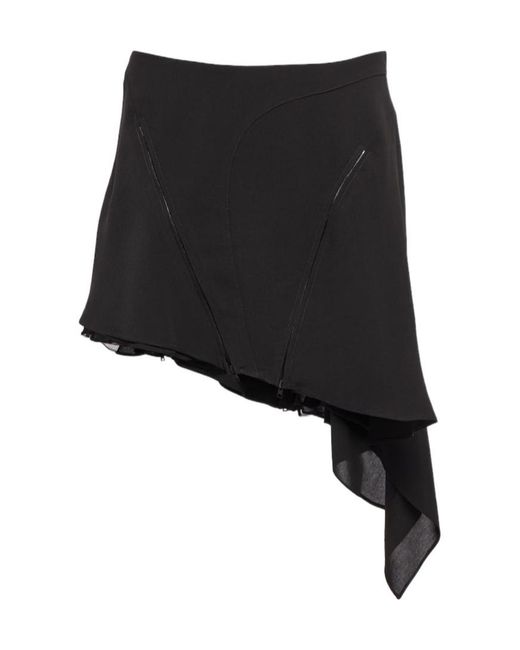 Mugler Black Asymmetric Mini Skirt