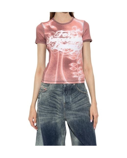 DIESEL Pink Crew Neck T-Shirt