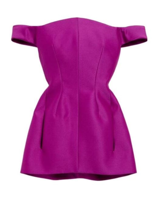 Balenciaga Purple Off-Shoulder Mini Dress