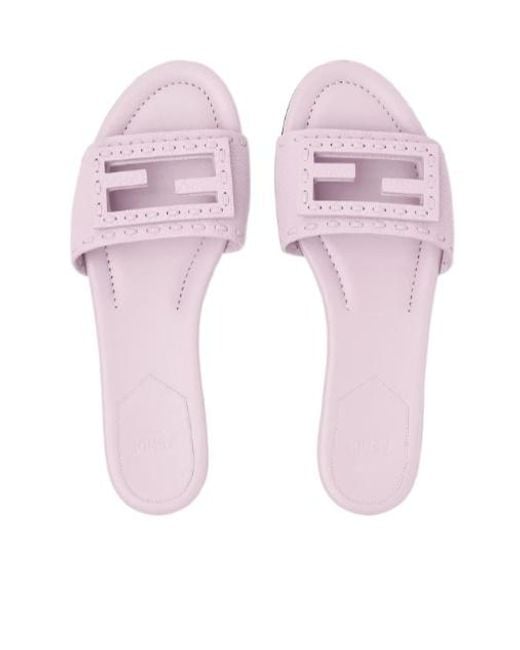 Fendi Pink Baguette Ff Slip-On Slides