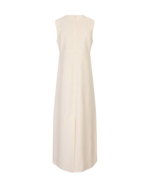 P.A.R.O.S.H. White Button-Detail Sleeveless Dress