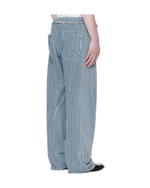 Edward Cuming Blue Striped Sweatpants for men
