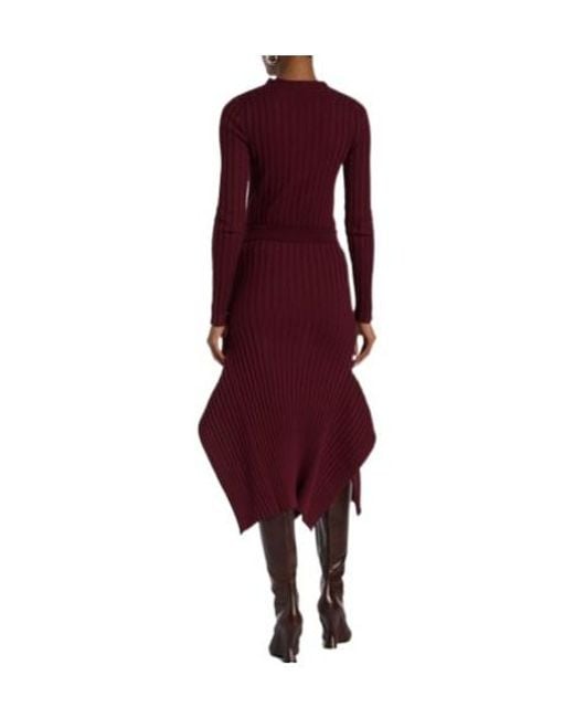Stella McCartney Purple Asymmetric Ribbed-Knit Midi Skirt