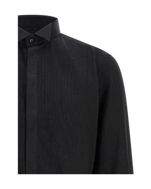 Pal Zileri Black Ceremony Pleated Bib Tuxedo Shirt for men