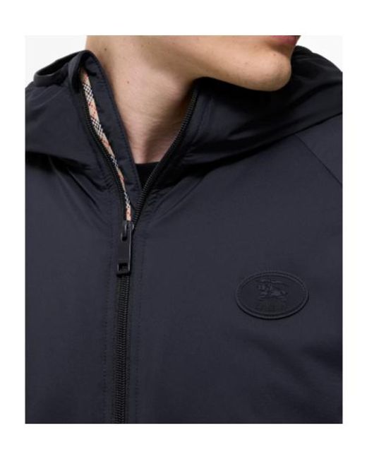 Burberry Blue Logo Patch Hooded Jacket for men
