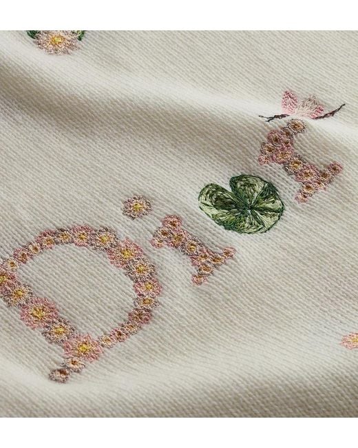 Dior White Short-Sleeved Embroidered Sweater