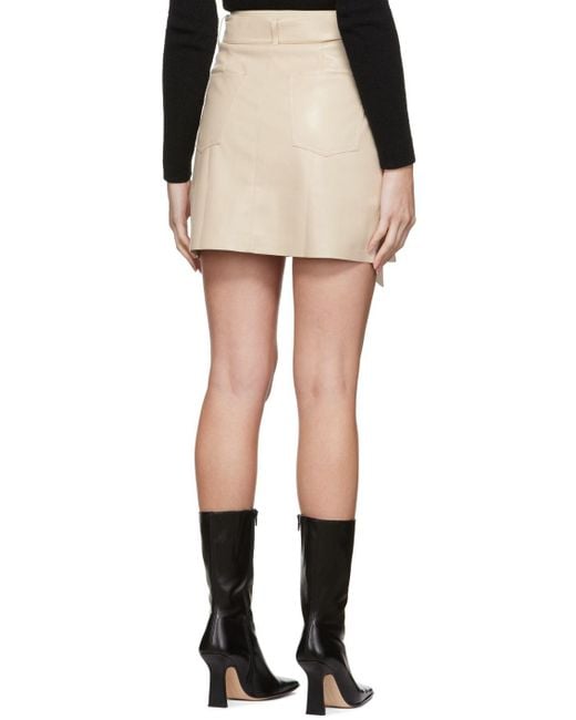Nanushka Natural High-Waist A-Line Belted Mini Skirt