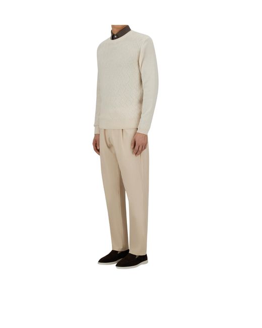 Herno Natural Diamond-Pattern Cashmere Sweater for men