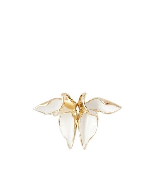 Erdem Metallic Flower Button Brooch