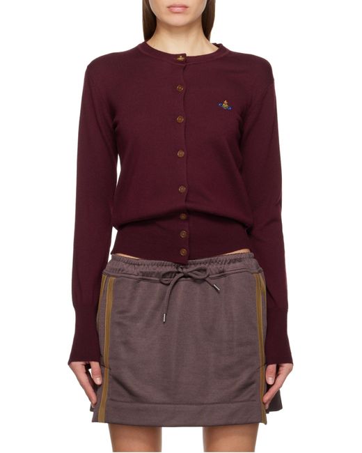 Vivienne Westwood Purple Orb Embroidered Buttoned Cardigan