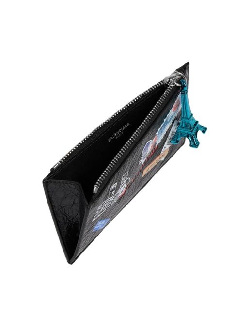 Balenciaga Blue Cash Printed Zip Wallet for men