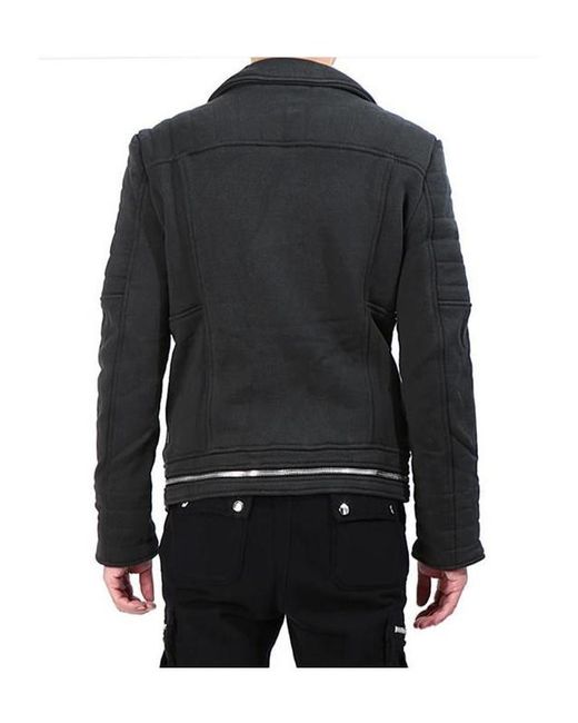Balmain Black Double Zip Biker Jacket for men