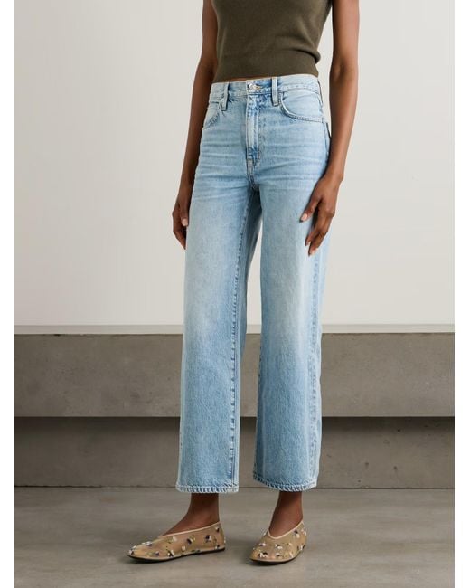 SLVRLAKE Denim Blue Grace High-Rise Wide-Leg Jeans