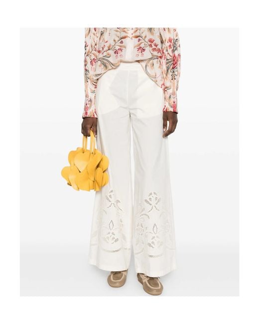 Forte_forte White Elastic Waist Casual Pants