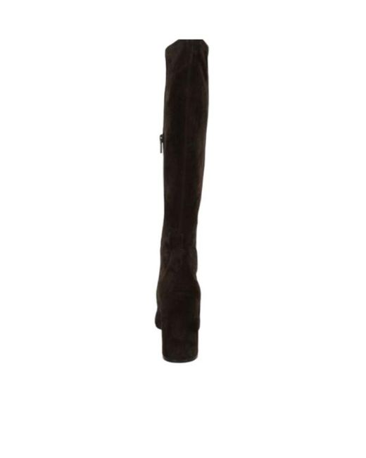 Christian Louboutin Black Block Heel Knee-Length Boots