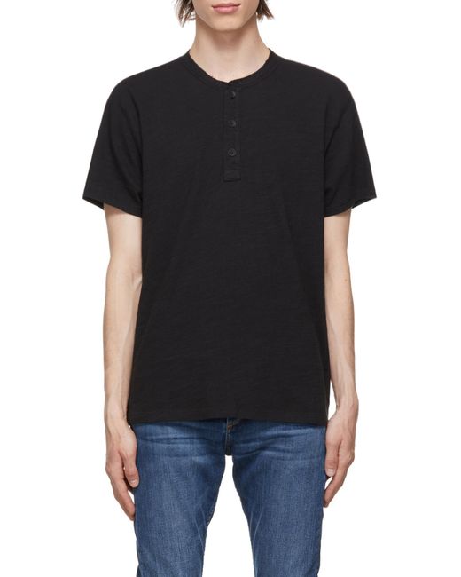 Rag & Bone Black Short-Sleeve Henley T-Shirt for men