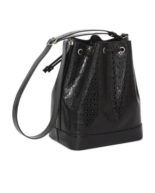Saint Laurent Black Monogram Drawstring Bucket Bag