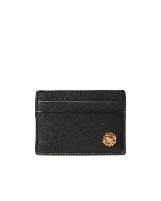 Versace Black Medusa Logo Detailed Card Holder for men