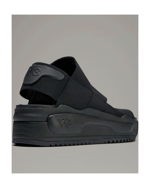 Y-3 Black Logo Embossed Open-Toe Sandals for men